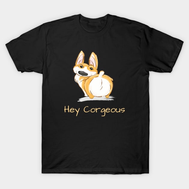 Hey Corgeous Cute Corgi Illustration T-Shirt by CLPDesignLab